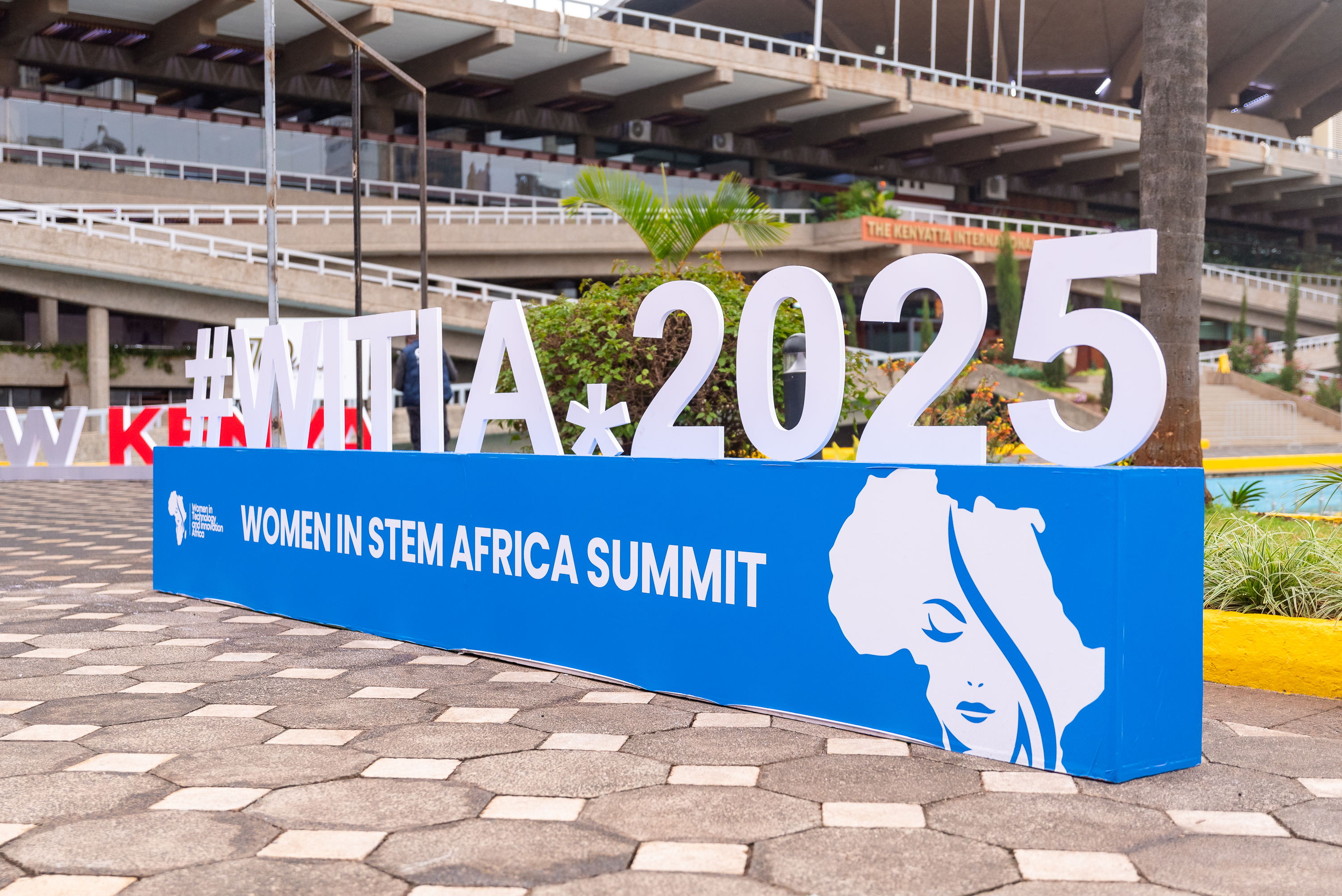 The #WITIA2025 Women in STEM Africa Summit sign outside KICC, Nairobi