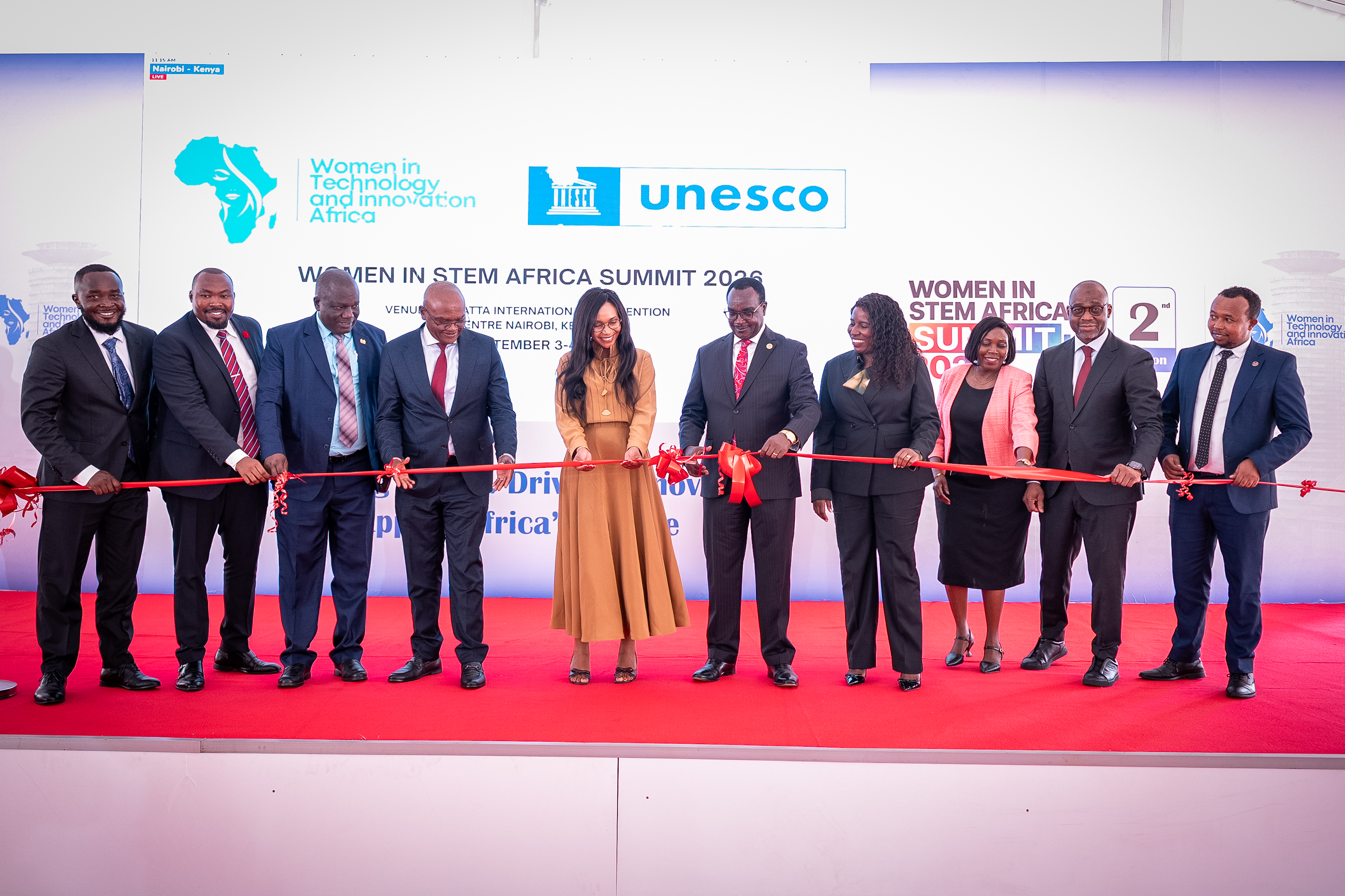 Guests cutting the ribbon to open the Women in STEM Africa Summit 2026