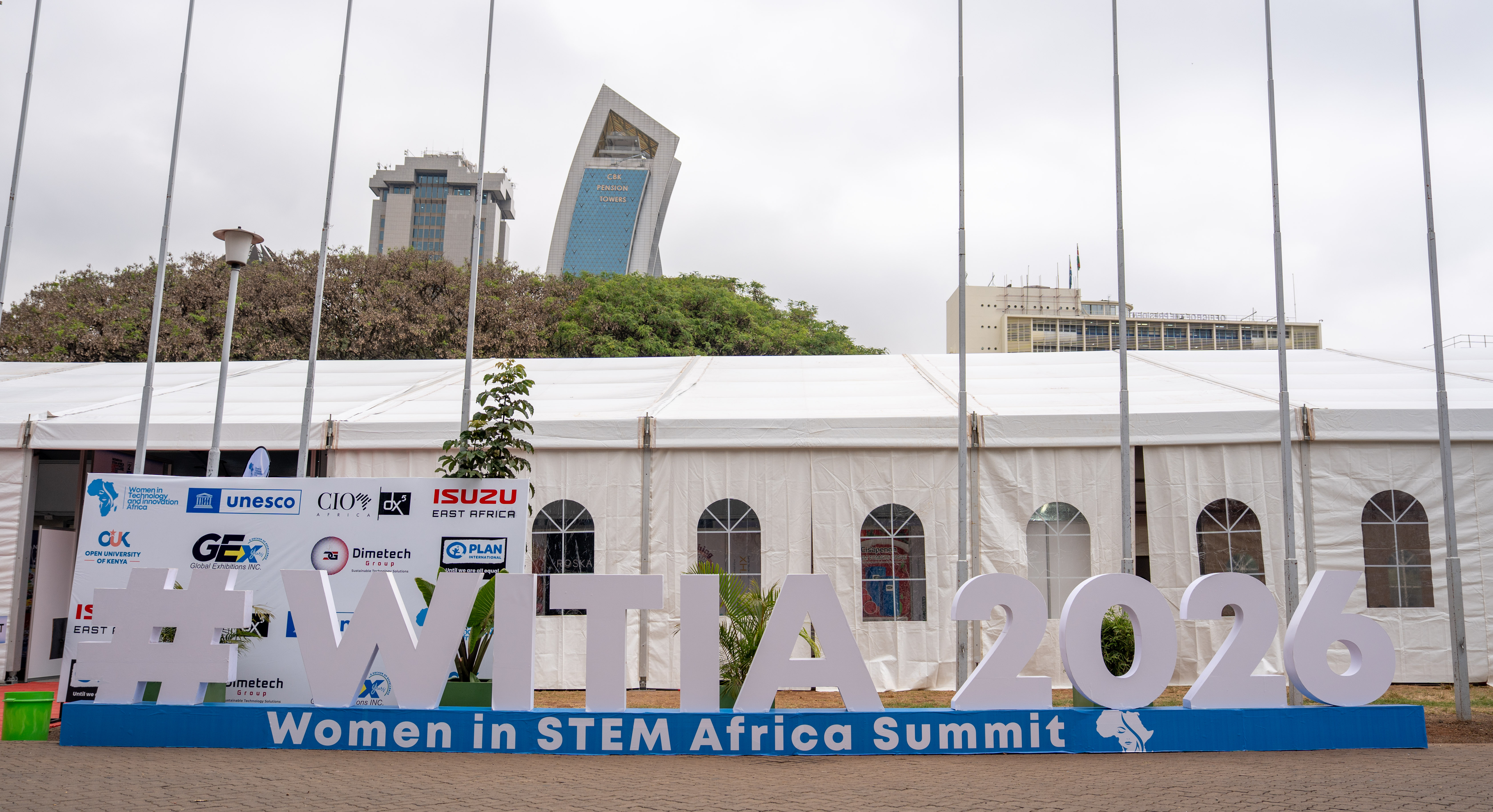 The #WITIA2026 sign outside the summit venue in Nairobi
