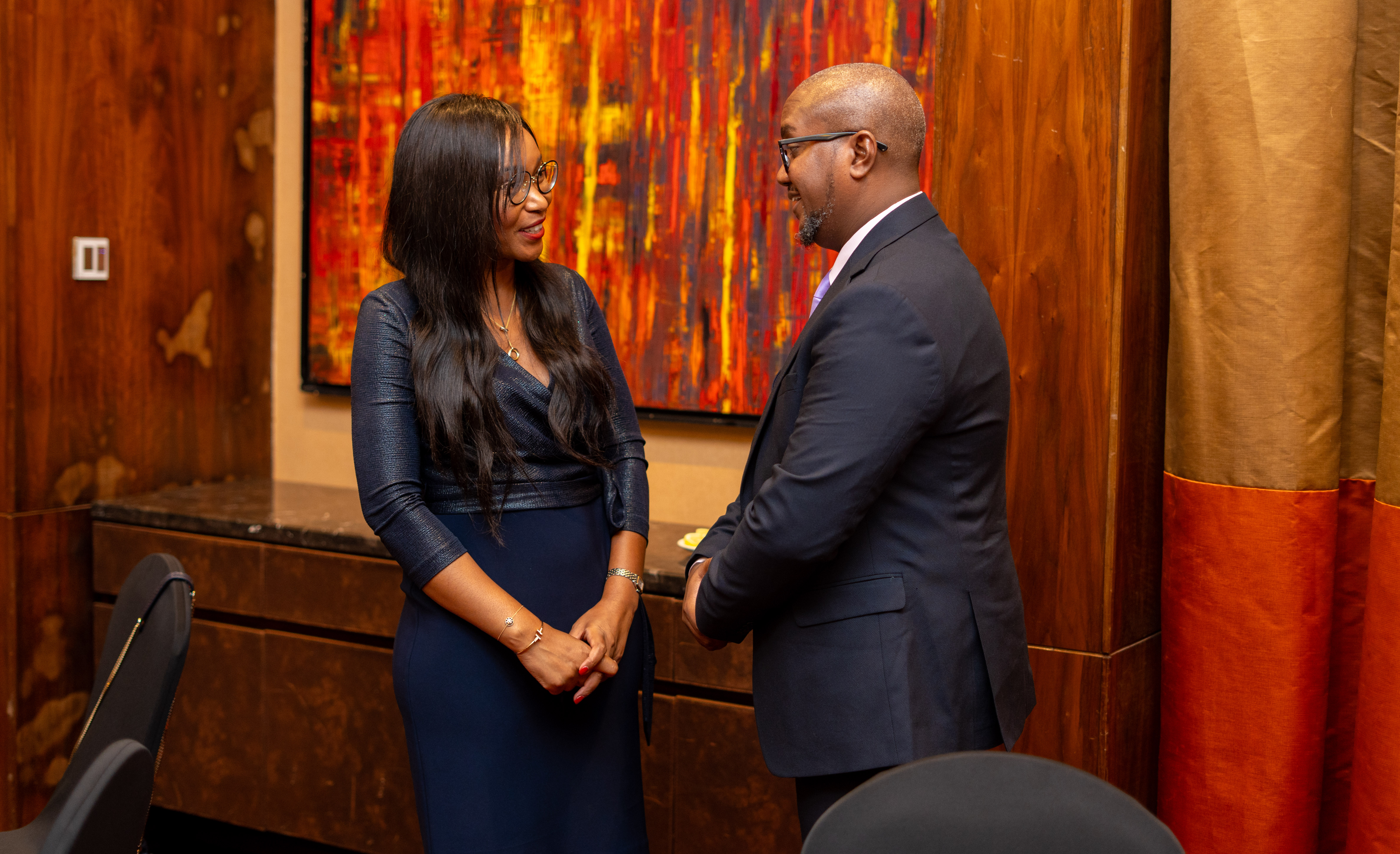 Two guests in conversation at the WITIA Executive Networking Dinner